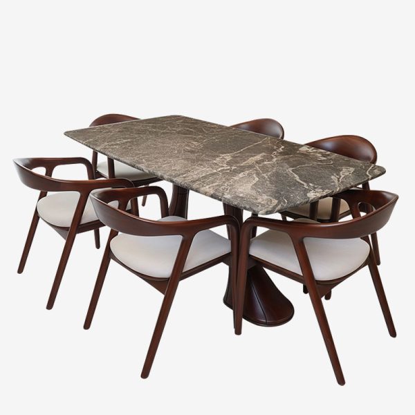 HI-TECH Dining Table Set Caviar with Granite Top